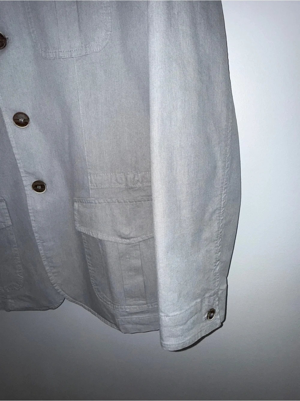 Men's Light Gray Military Field Jacket - Four-Pocket Utility Blazer